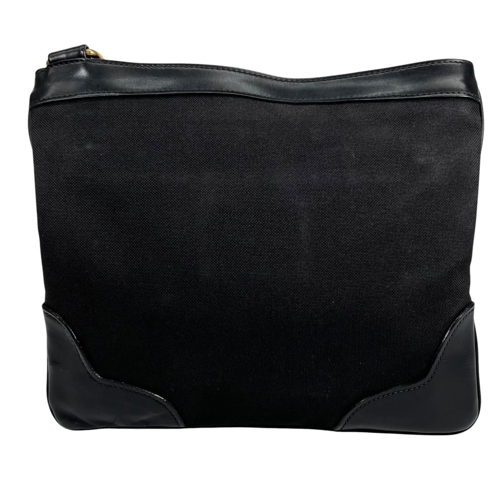 PRADA プラダ BT0537 ショルダーバッグ キャンバス/レザー ブラック 