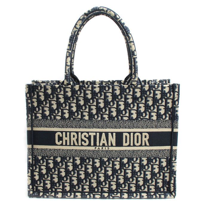 Dior ディオール オブリーク エンブロイダリー ブックトート ミディアム トートバッグ ネイビー M1296ZRIW_M828 レディース 中古 108,900円