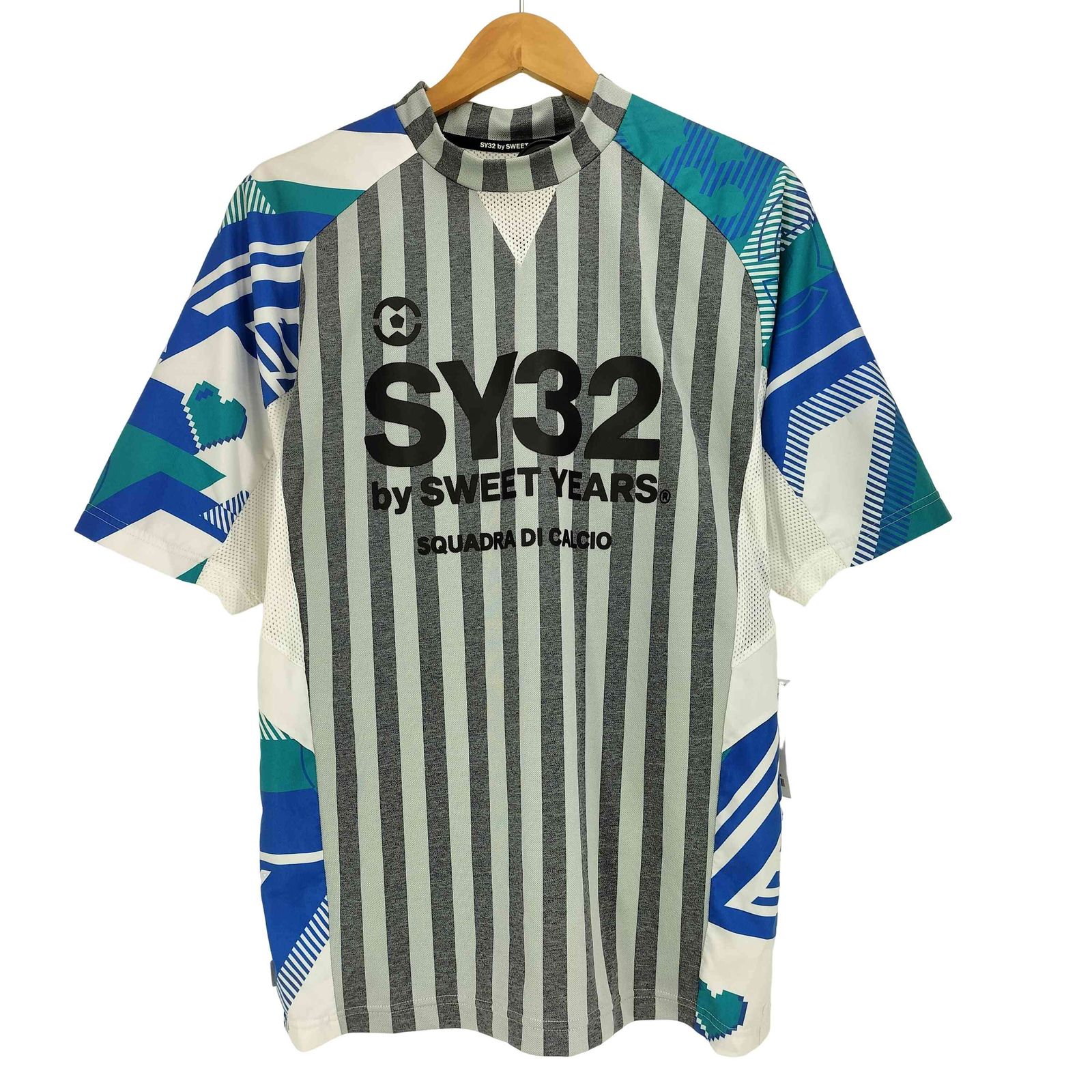 古着 サッカー スペイン代表 ユニフォーム シャドウストライプ Lサイズ相当 エスワイサーティトゥー SY32 by SWEET YEARS シャドーストライプ