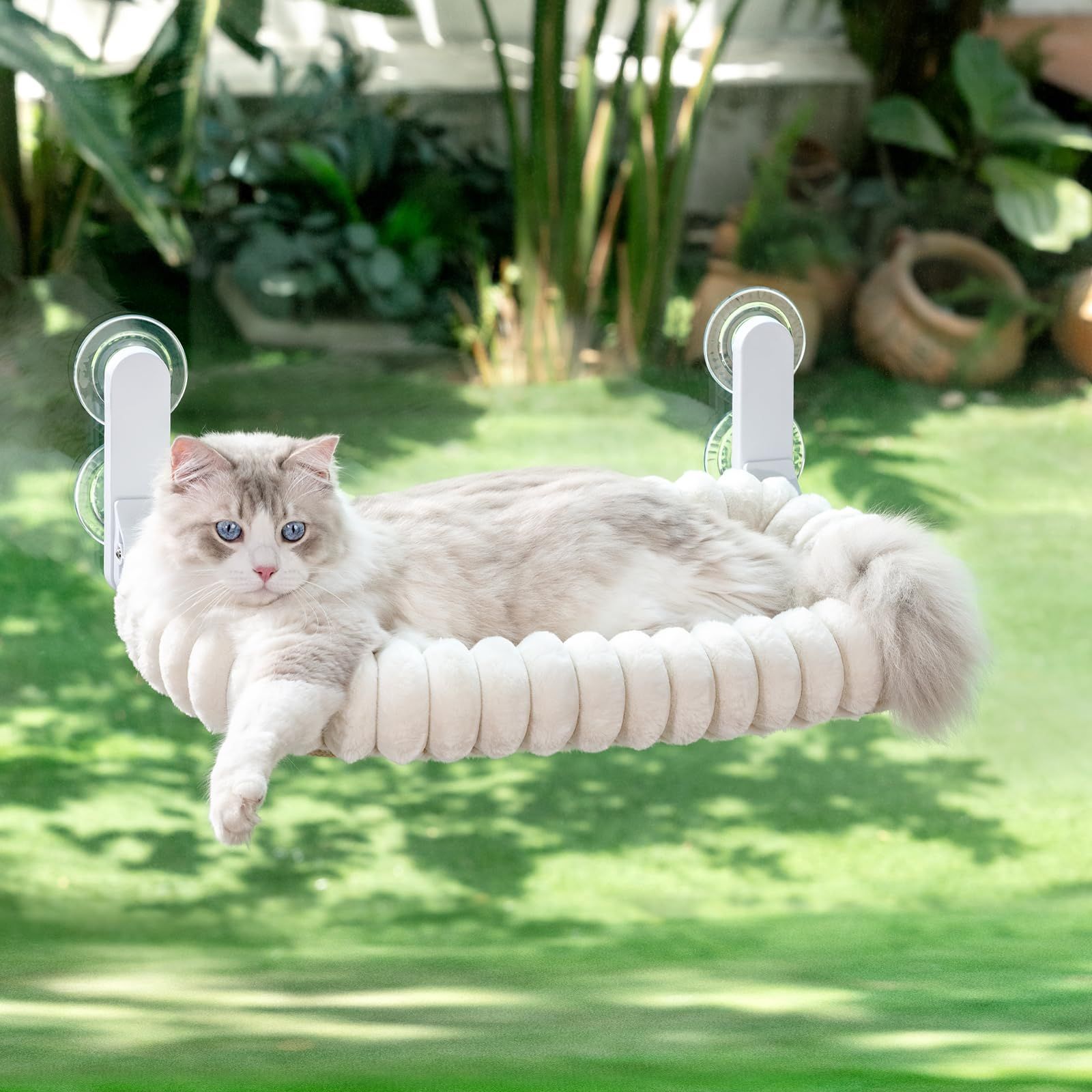 GUUSII HOME 折畳み式 ねこハンモック ねこベッド クッション 曲線パイプ 2025年新デザイン 吸盤 猫窓用ハンモック 猫窓 吸盤式 ペットベッド ねこ ネコ 窓際マット 通気メッシュ 日光浴 洗える 猫用 耐荷重約18KG スト 7bab3ba1