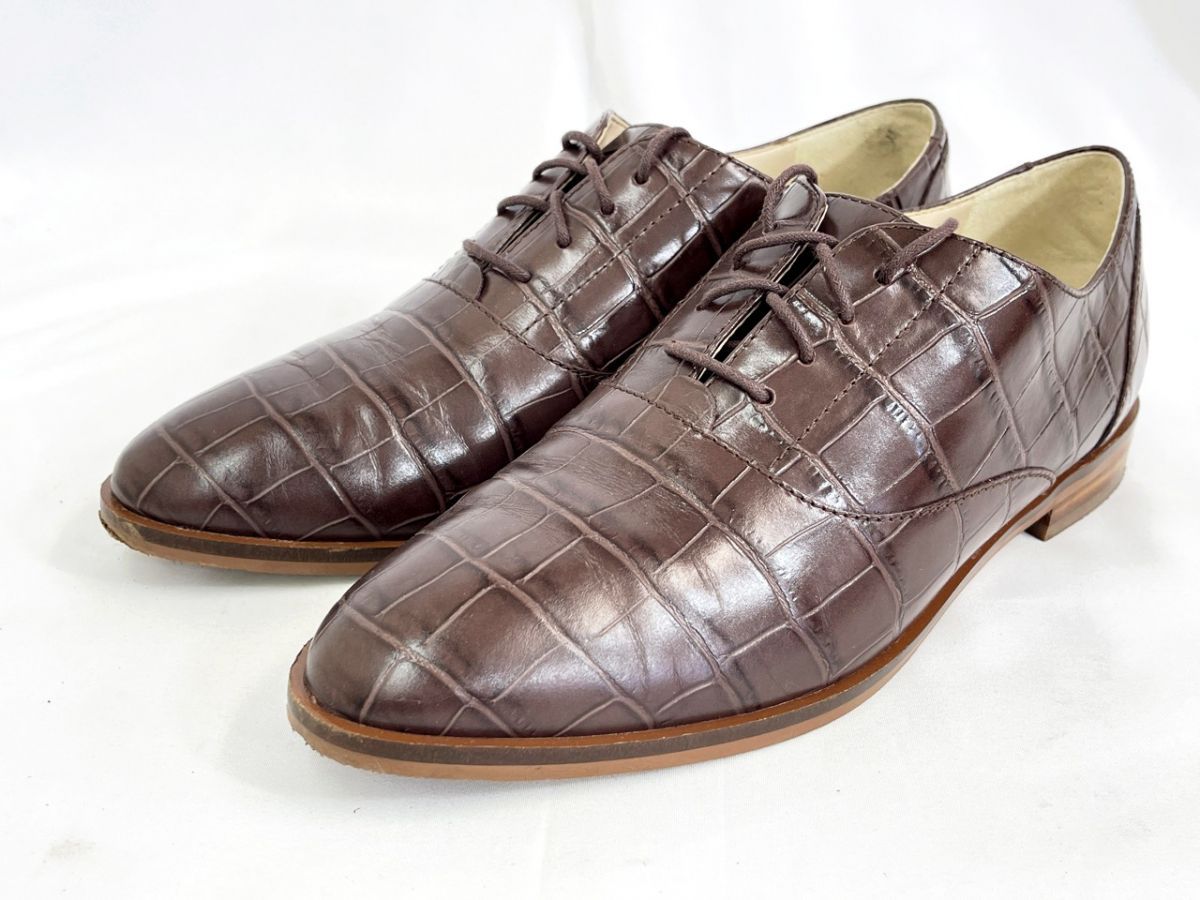 COLE HAAN コールハーン モダン クラシックス オックスフォード クロコプリント ドレス シューズ size24.0/茶 ■■◎レディース