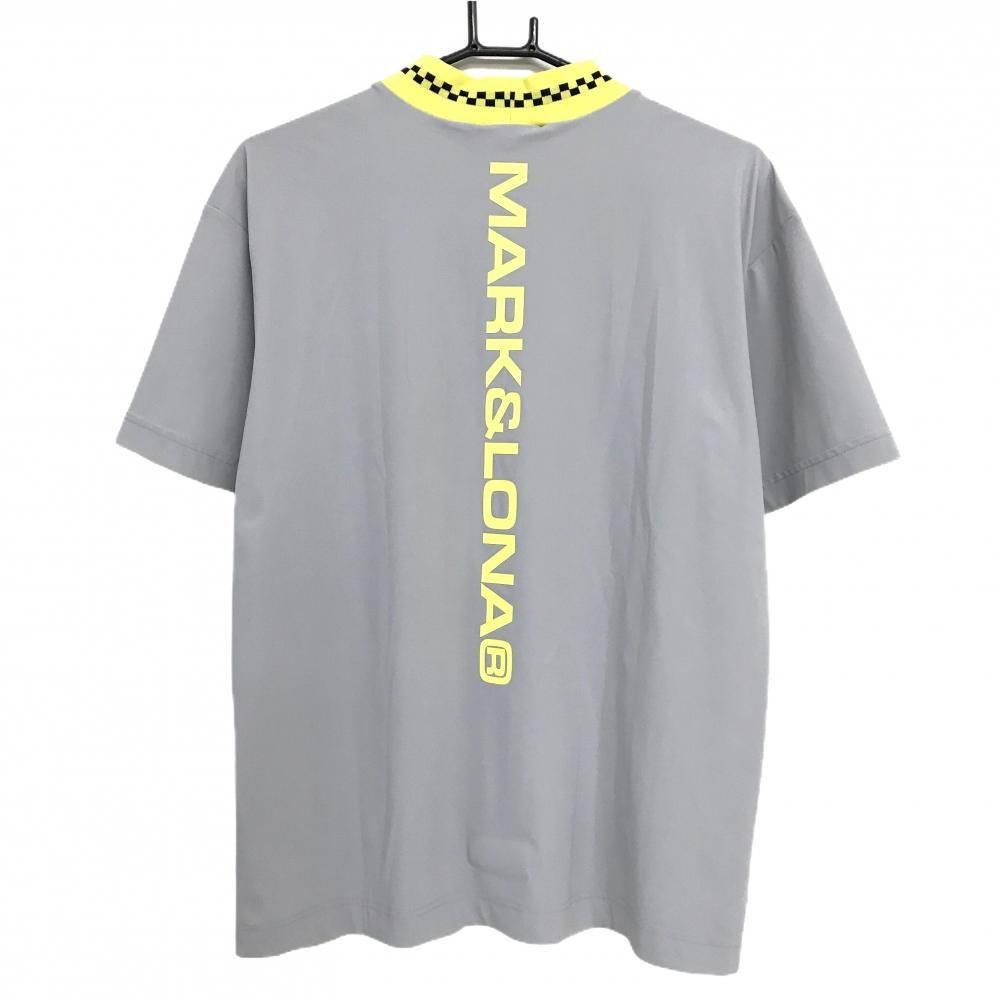 美品】マークアンドロナ 半袖ハイネックシャツ グレー×イエロー