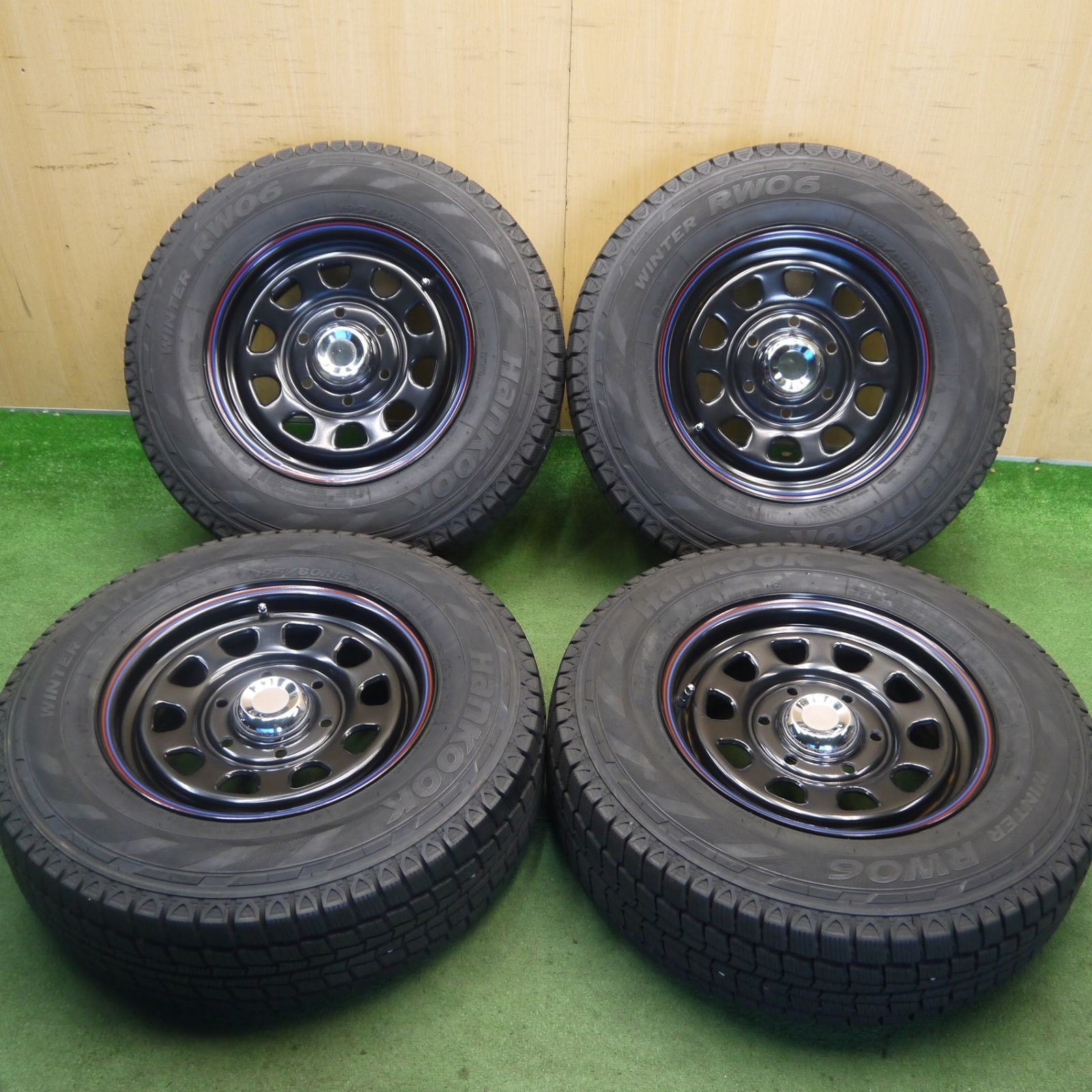 バリ溝！22年！キレイ！9.5分★スタッドレス 195/80R15 107/105L ハンコック ウインター RW06 DAYTONA デイトナ スチール 15インチ PCD139.7/6H★6060302Hス