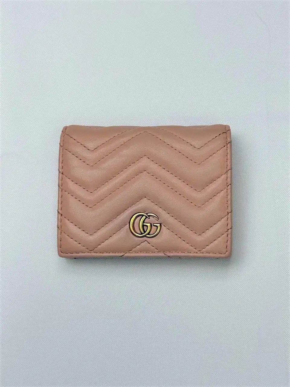 正規品 グッチ マーモント 二つ折り財布 ライトピンク 466492