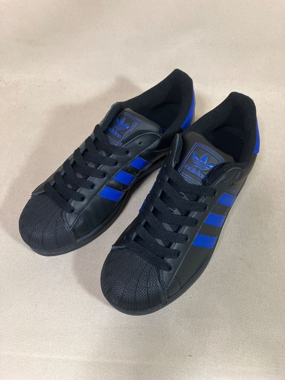 新品 スーパースター2 レザー ブラック/ブルー 本革 アディダス オリジナルス JQ2310