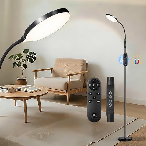 屋内用フロアランプ、240個のLEDアイプロテクションランプ、ベース付き、高さ調節可能、調光可能、フレキシブルグースネック、リビングルーム寝室オフィス用読書灯 国内発送