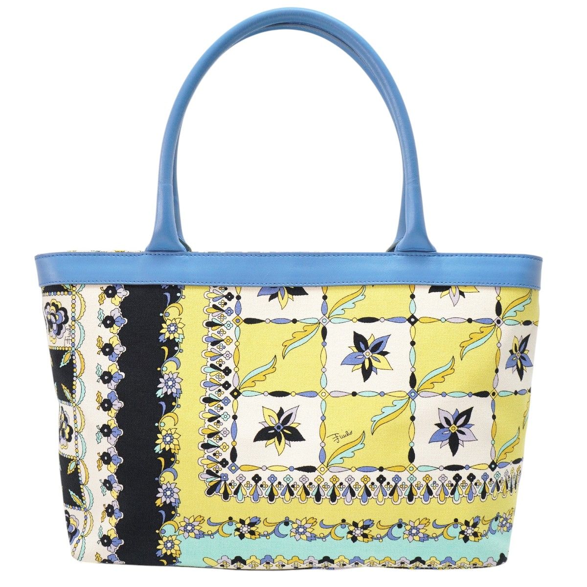 EMILIO PUCCI エミリオプッチ フラワー総柄 キャンバス/レザー トートバッグ ハンドバッグ マルチカラー K2606-k127