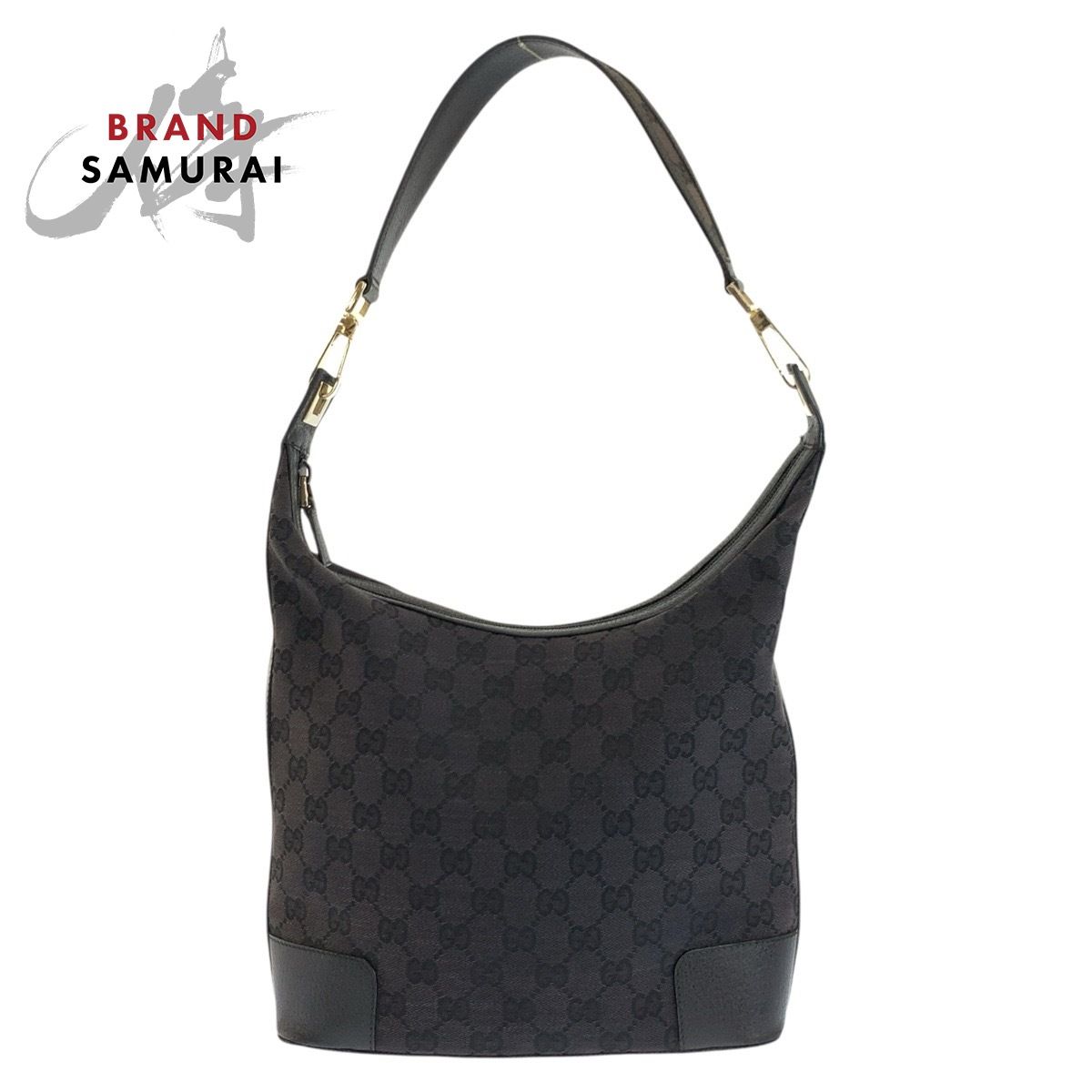 美品 GUCCI グッチ ブラック 黒 ゴールド金具 GGキャンバス/レザー 143744 ショルダーバッグ レディース 602805【中古】