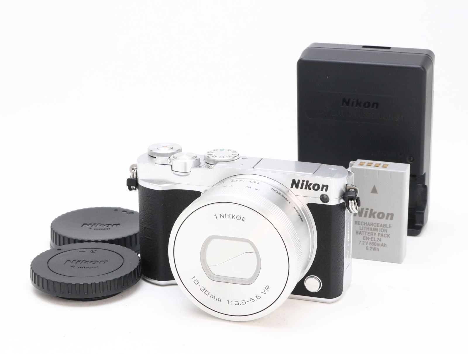 A (美品) Nikon ニコン 1 J5 VR 10-30mm 標準パワーズームレンズキット シルバー シャッター回数1814 初期不良返品対応 66-94