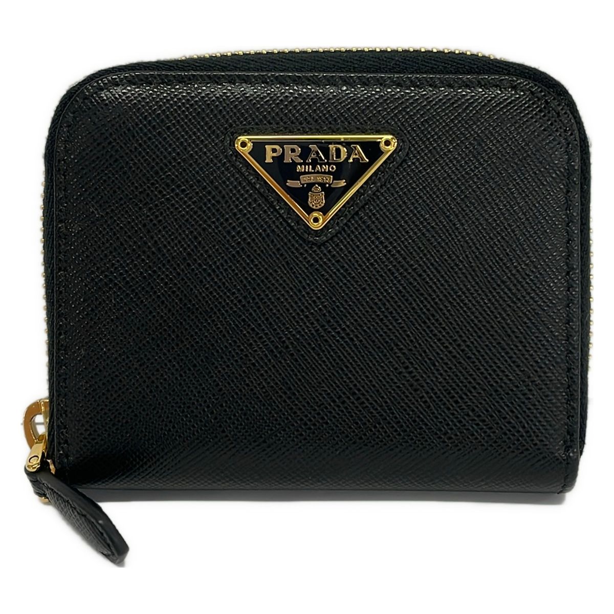PRADA(プラダ) コインケース美品 - 黒 ラウンドファスナー レザー