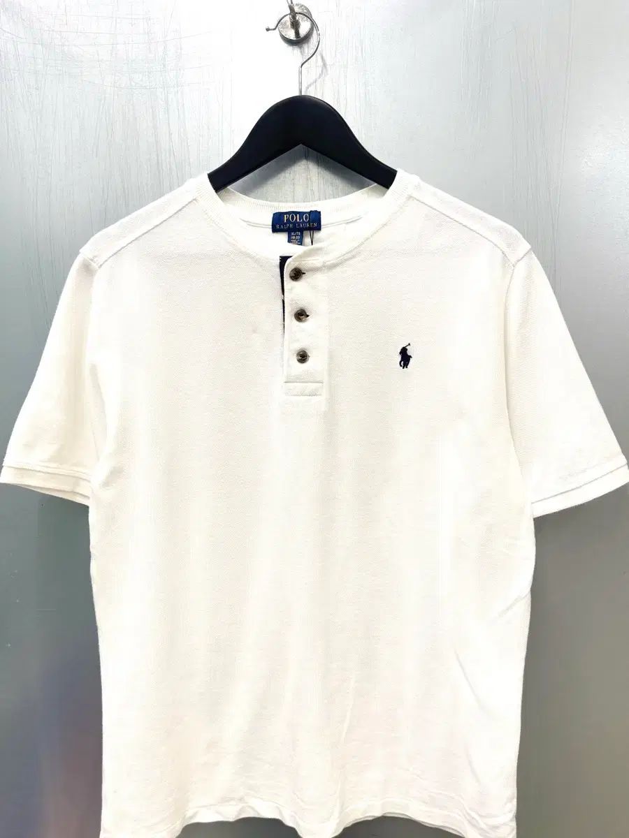 Polo ポロ ラルフローレン 白 カラー コットン ヘンリーネック 半袖 Tシャツ