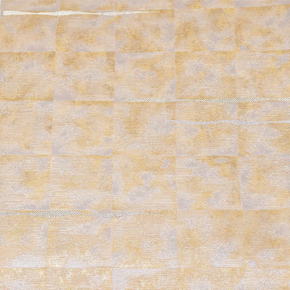 礼装用 紗 袋帯 正絹 ベージュ 金箔 銀箔 格子 縞 Mサイズ F8919 美品 夏帯 盛夏 単衣 レディース シルク ギフト フォーマル 送料無料