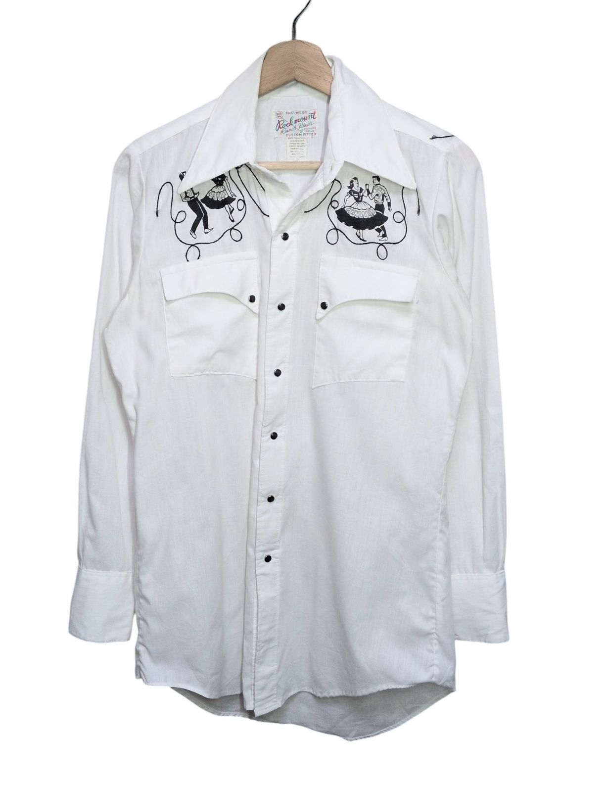 70s～80s USA製 Rockmount Ranch Wear ロックマウント スクエアダンス ウエスタンシャツ S相当