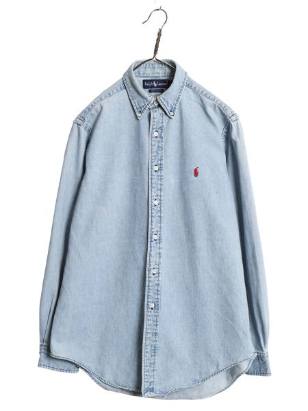 【Ralph Lauren】90年代 ビンテージ ボタンダウン ビッグシルエット ラルフローレン 90s 長袖 ボタンダウン デニム Ralph Lauren