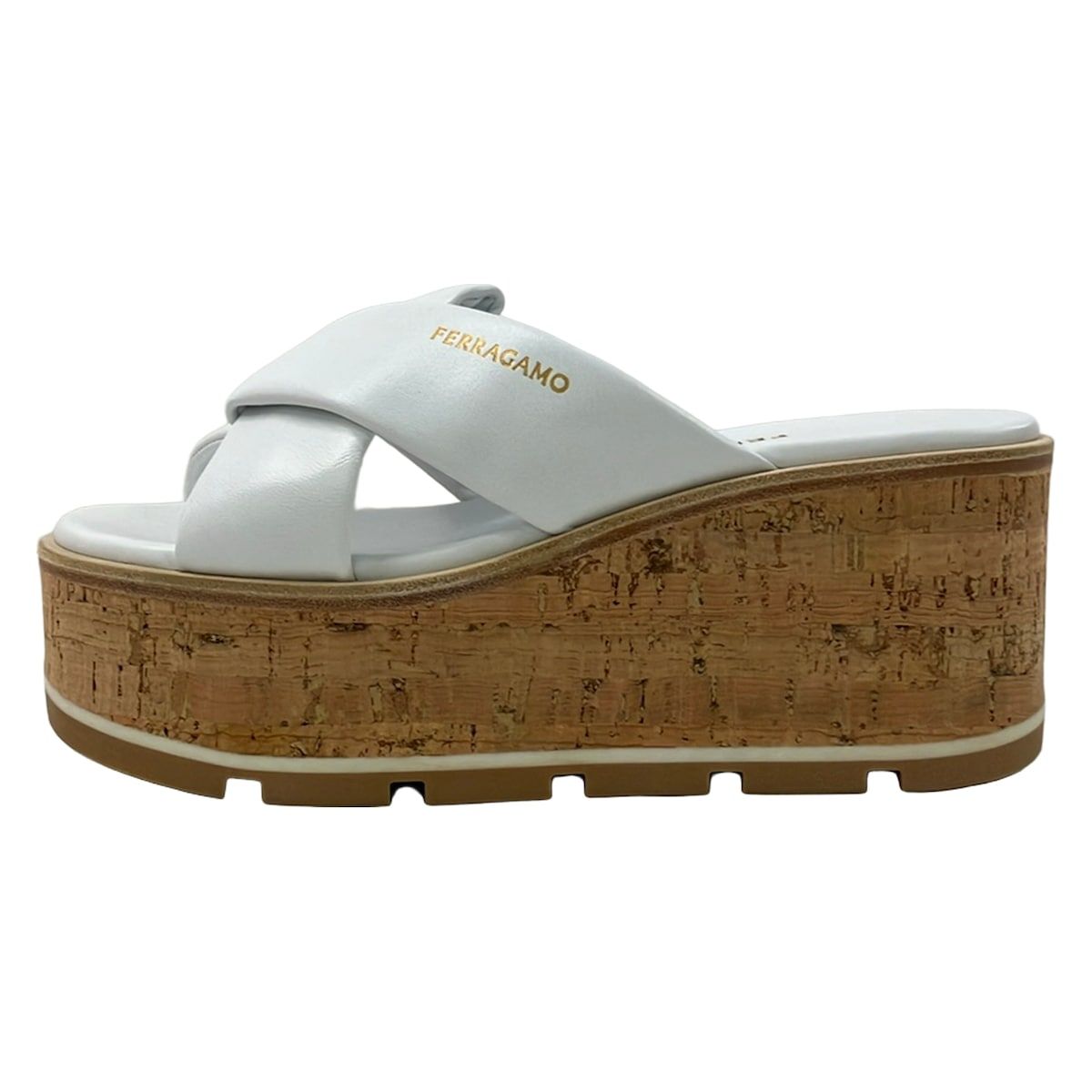 FERRAGAMO/SalvatoreFerragamo(サルバトーレフェラガモ) ミュール レディース - 白 プラットフォーム ラムスキン