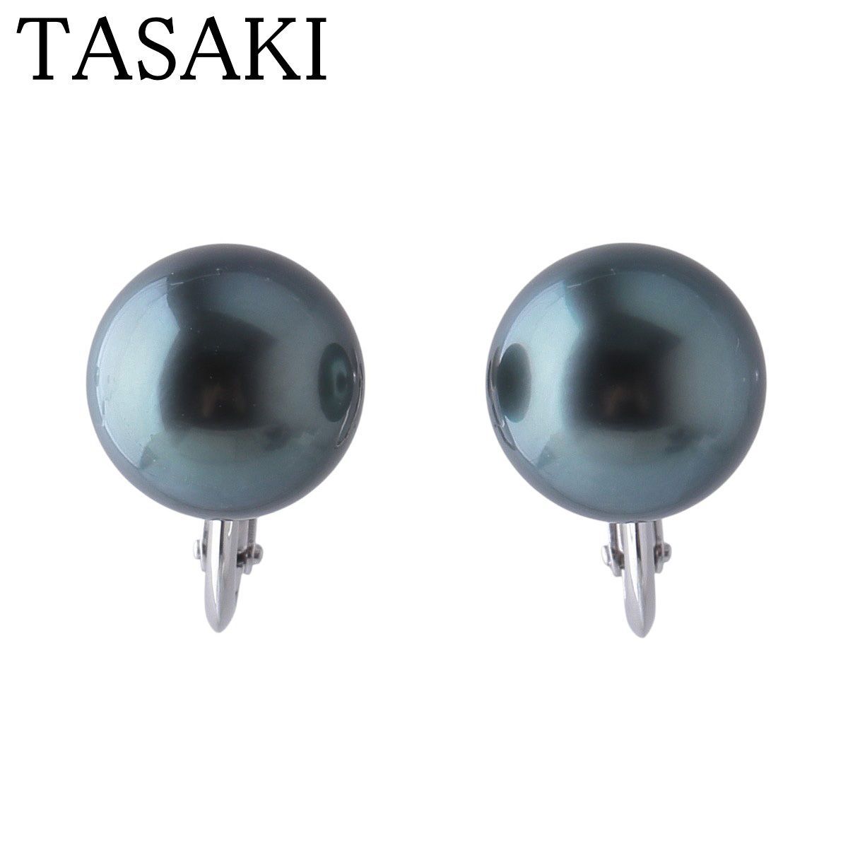 タサキ パール イヤリング ブラックパール 10.0mm 750WG 保証書(2022年) 新品仕上げ済 TASAKI 田崎真珠【26535】