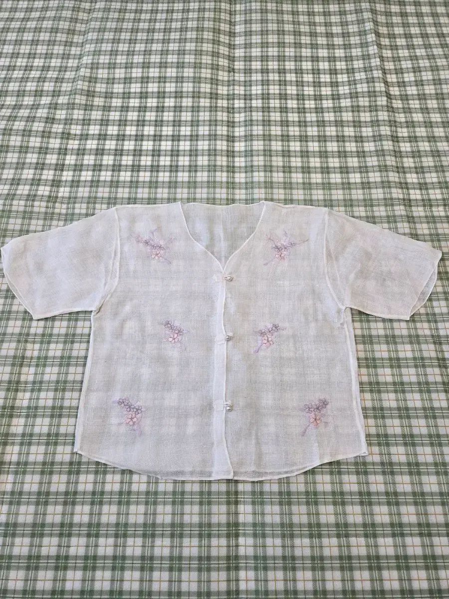 30ㅡウールリネン 麻 刺繍シャツㅡ66