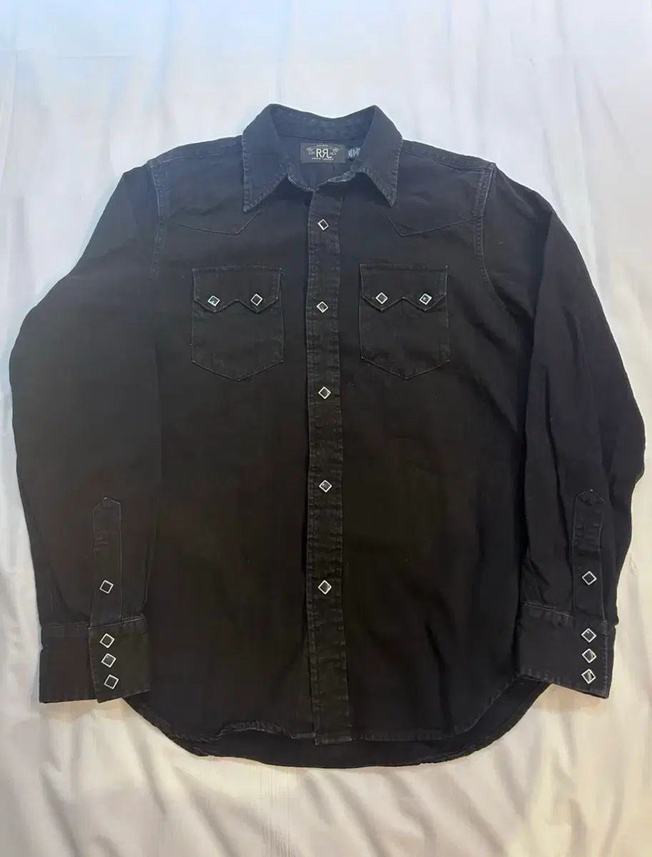 RRL(ダブルアールエル) ブラック デニム ウェスタン シャツ M