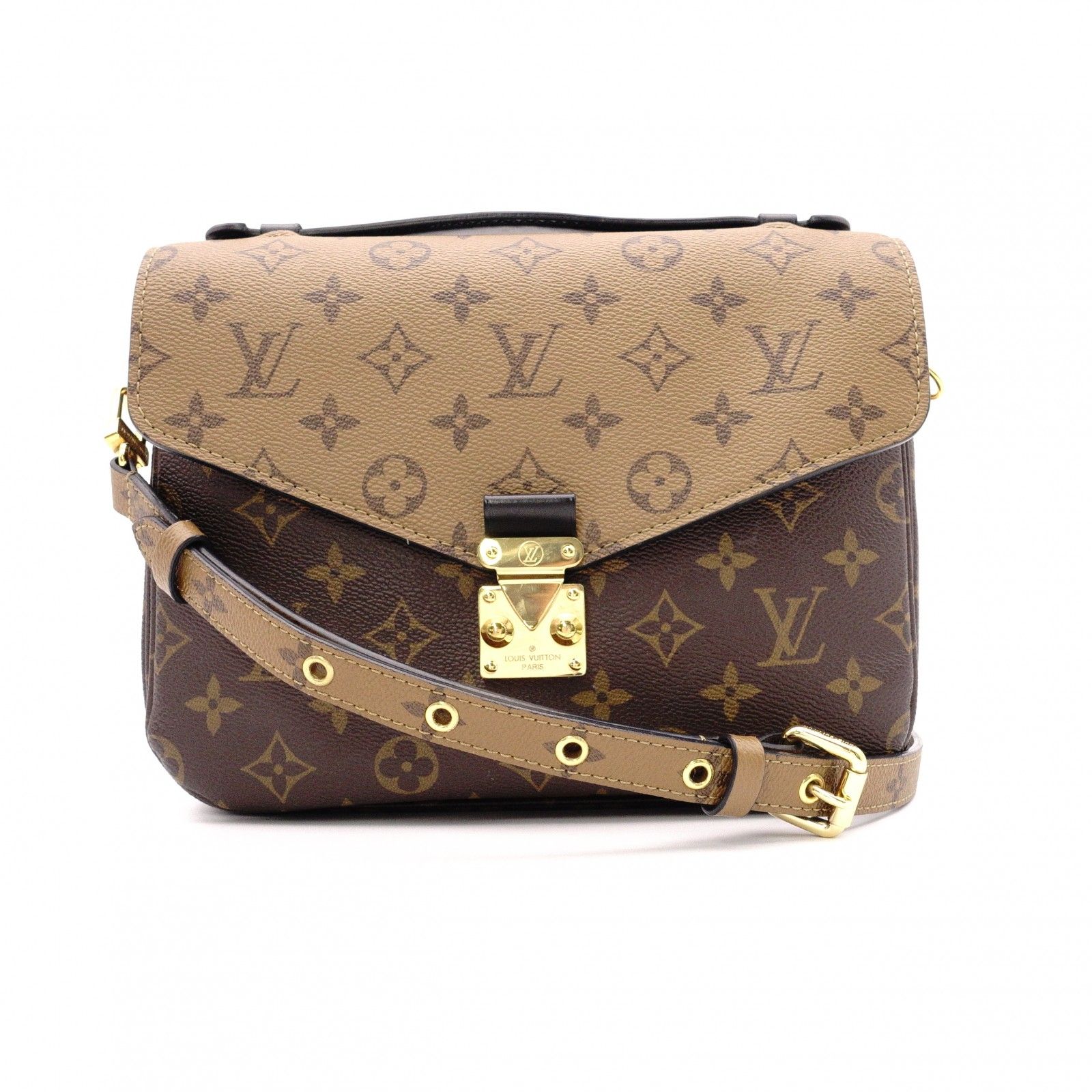 LOUIS VUITTON ルイ ヴィトン ポシェット メティス MM リバース モノグラム ハンドバッグ 2WAY PVC/レザー ブラウン レディース
