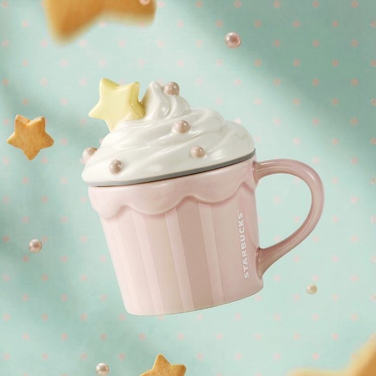 【即納】海外限定 中国限定 Starbucks 夏日甜品派対シリーズ 296ml ピンク マグカップ アイスクリーム型フタ付き 陶器カップ