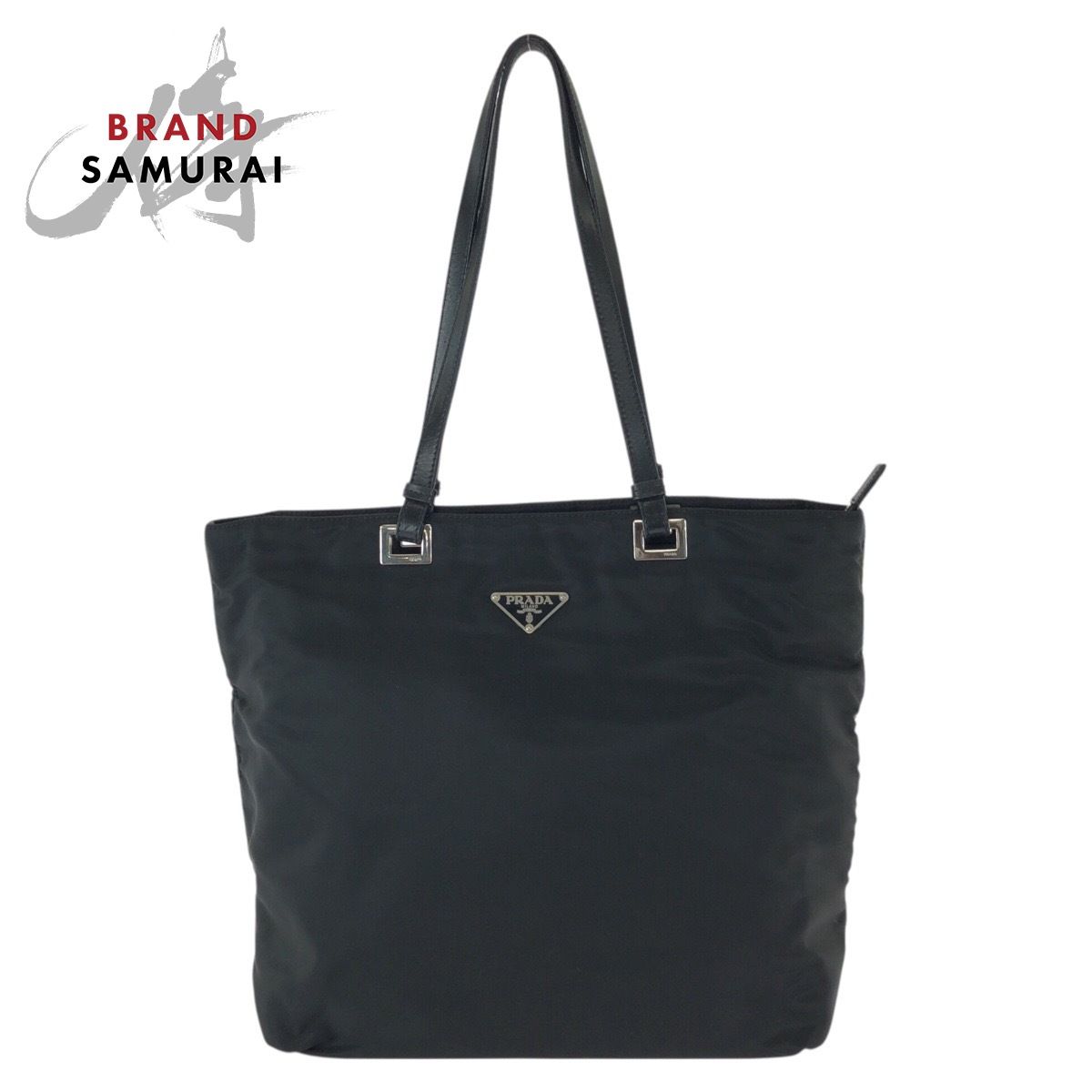 美品 PRADA プラダ テスート 三角ロゴプレート ブラック 黒 シルバー金具 ナイロン/レザー トートバッグ ショルダーバッグ 602723【中古】