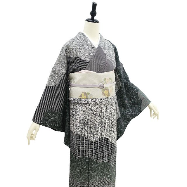 ［7076］訪問着 美品 花青海波 飾り紐 逸品 正絹 着物 袷 新古品】 訪問着 着物 未使用 正絹 袷 誂友禅染競技会 京都商工会議所