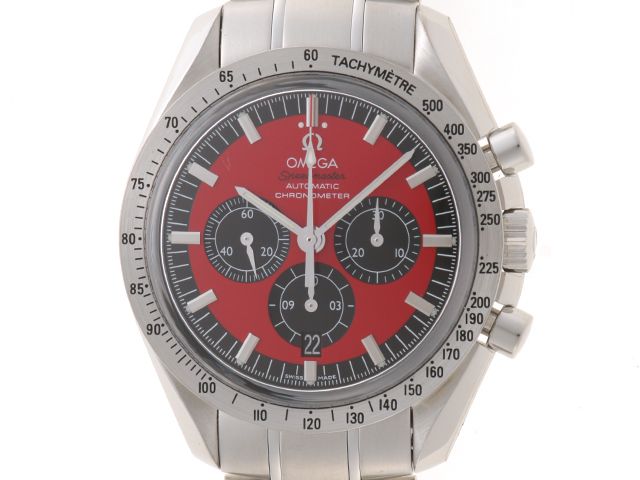 OMEGA オメガ スピードマスターレーシング ミハエル･シューマッハ 3506.61.00 腕時計 ステンレススチール レッド文字盤 自動巻き メンズ【中古】472