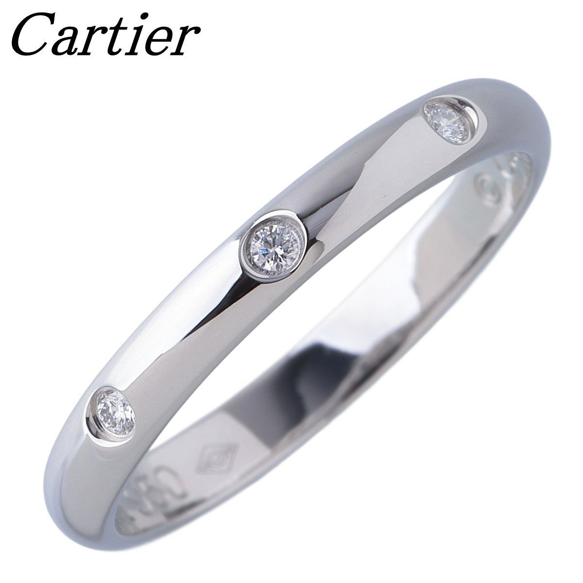 カルティエ ダイヤ リング 1895 ウェディング 3PD #51 幅2.5mm Pt950 