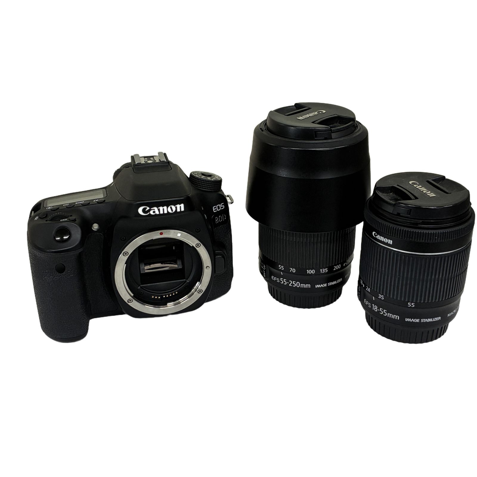 Canon EOS 80D DS126591 EF-S 18-55mm F3.5-5.6 IS STM 55-250mm F4-5.6 IS STM デジタル一眼レフ カメラ ダブルズームキット 中古 S11353883