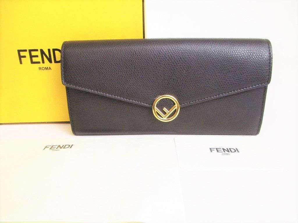 【未使用保管品】 フェンディ FENDI エフ イズ フェンディ レザー 長財布 コンチネンタルウォレット 黒