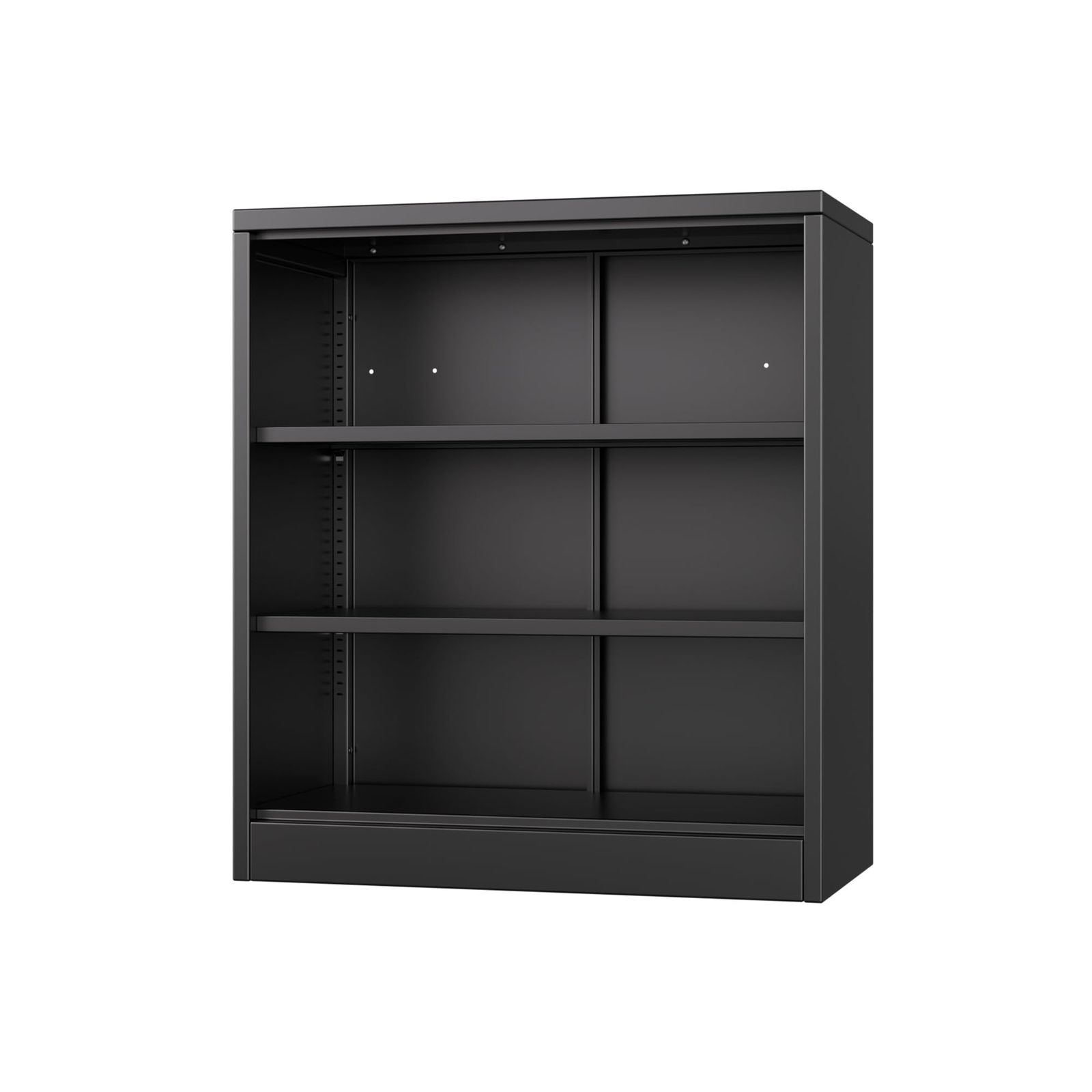 スチール書庫 スチールキャビネット 書類棚 3段オープン書庫 幅800×奥行400×高さ900mm ブラック 要組立ｍａ