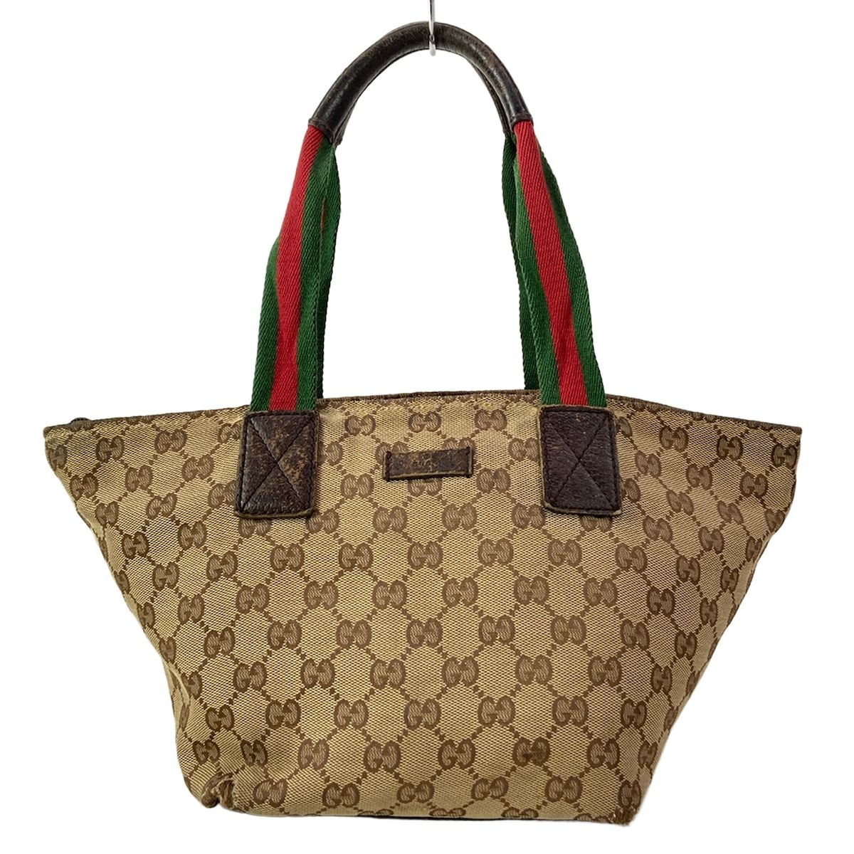 GUCCI(グッチ) ハンドバッグ GG柄,シェリー(ウェブ) 131228 ベージュ×ダークブラウン×マルチ レザー