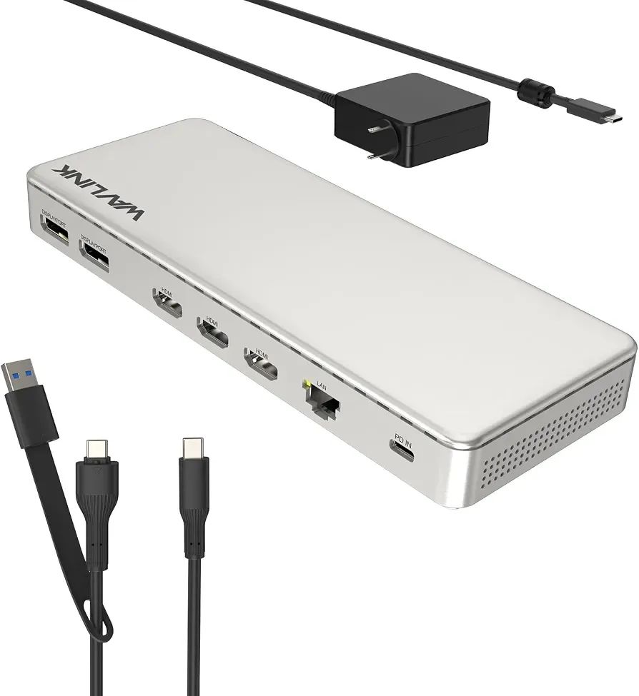 WAVLINK ドッキングステーション トリプルディスプレイ 4K@60Hz SM770搭載 USB-C/USB-A HDMI DisplayPort 変換 100W PD給電 HDMI×3 DP×2 Thunderbolt 5/4/3対応 MacBook