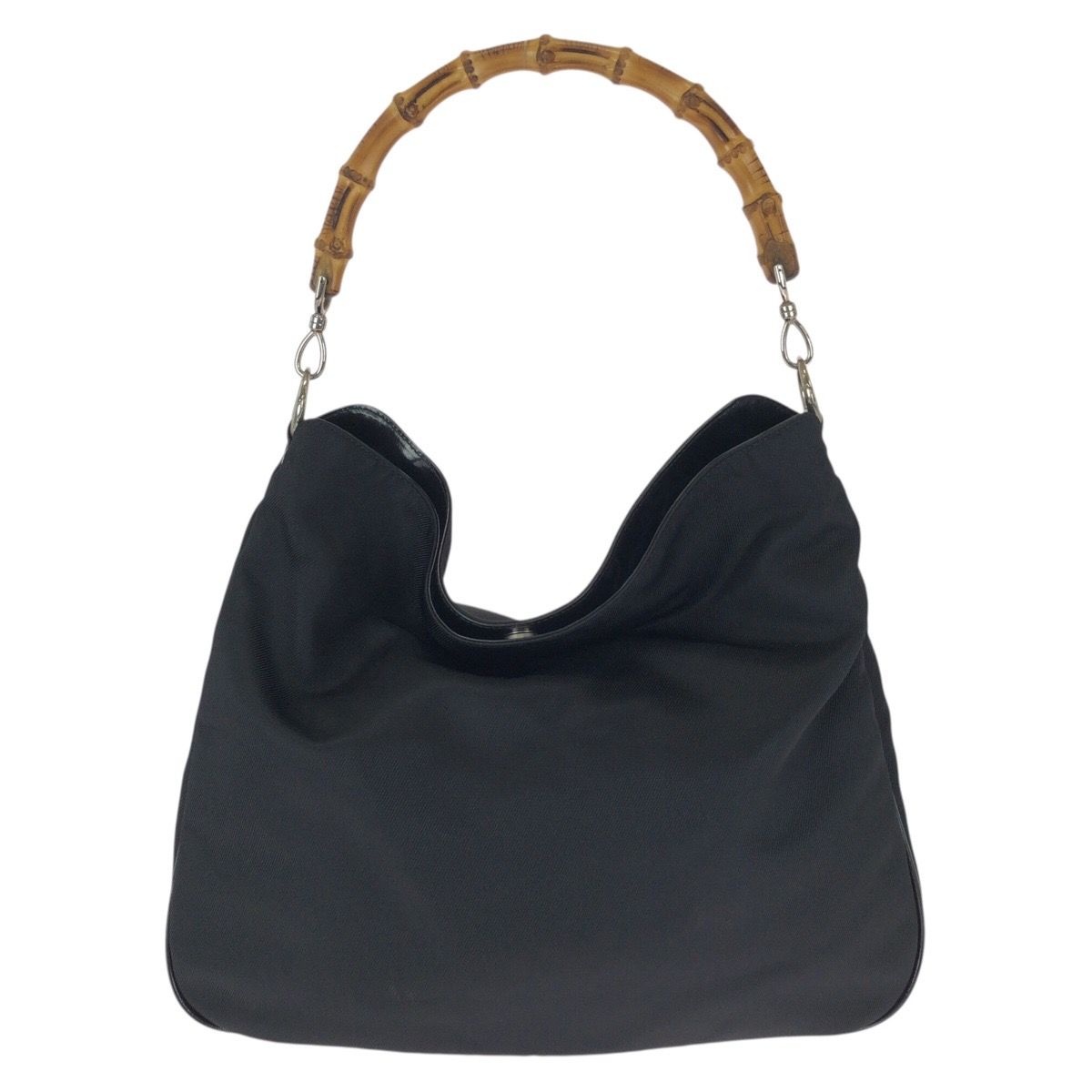 美品 GUCCI グッチ バンブー ブラック 黒 シルバー金具 ナイロン 001