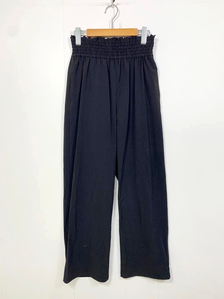 美品 JOURNAL STANDARD ジャーナルスタンダード ナイロンストレッチワイド パンツ size36/黒 ■■◎レディース