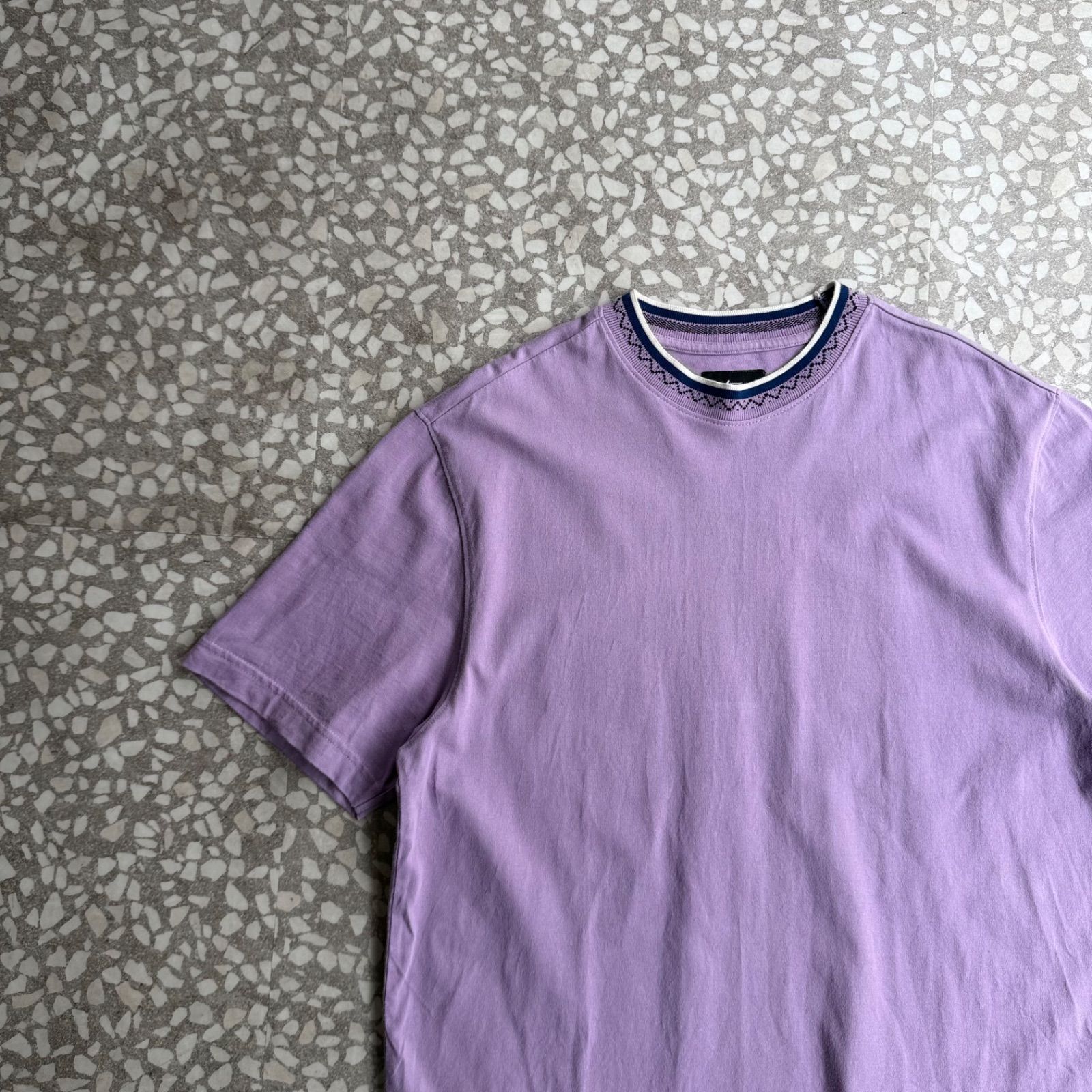 STUSSY / plane T-shirt size M ステューシー　ジャガード　モックネック 半袖Tシャツ ユニセックス　無地