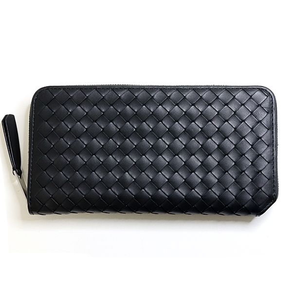 ボッテガヴェネタ BOTTEGA VENETA イントレチャート ピッコロ ジップアラウンドウォレット 796967 ブラック 長財布 【中古】Aランク