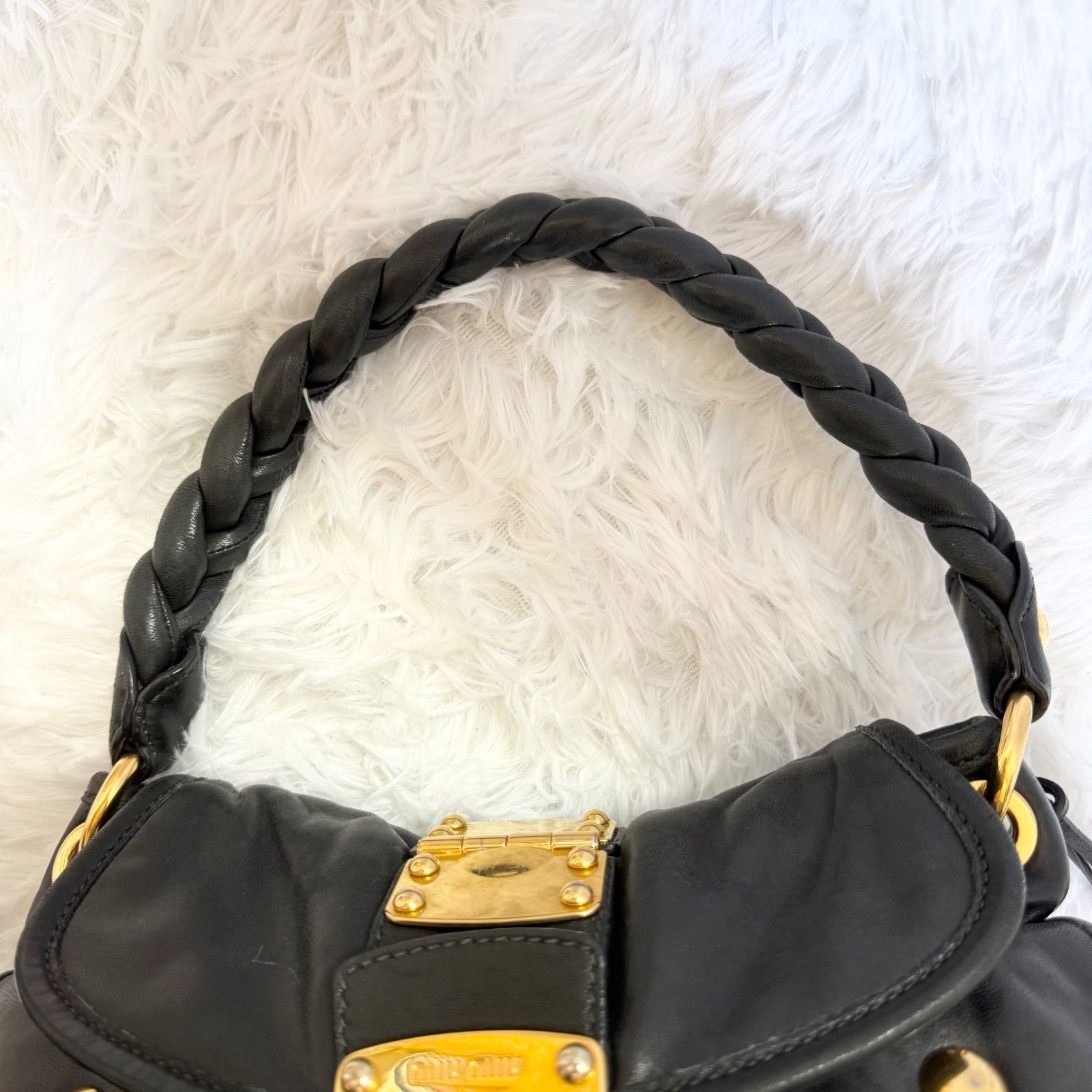 MIUMIU ミュウミュウ マテラッセ レザー ハンドバッグ 黒 ブラック 