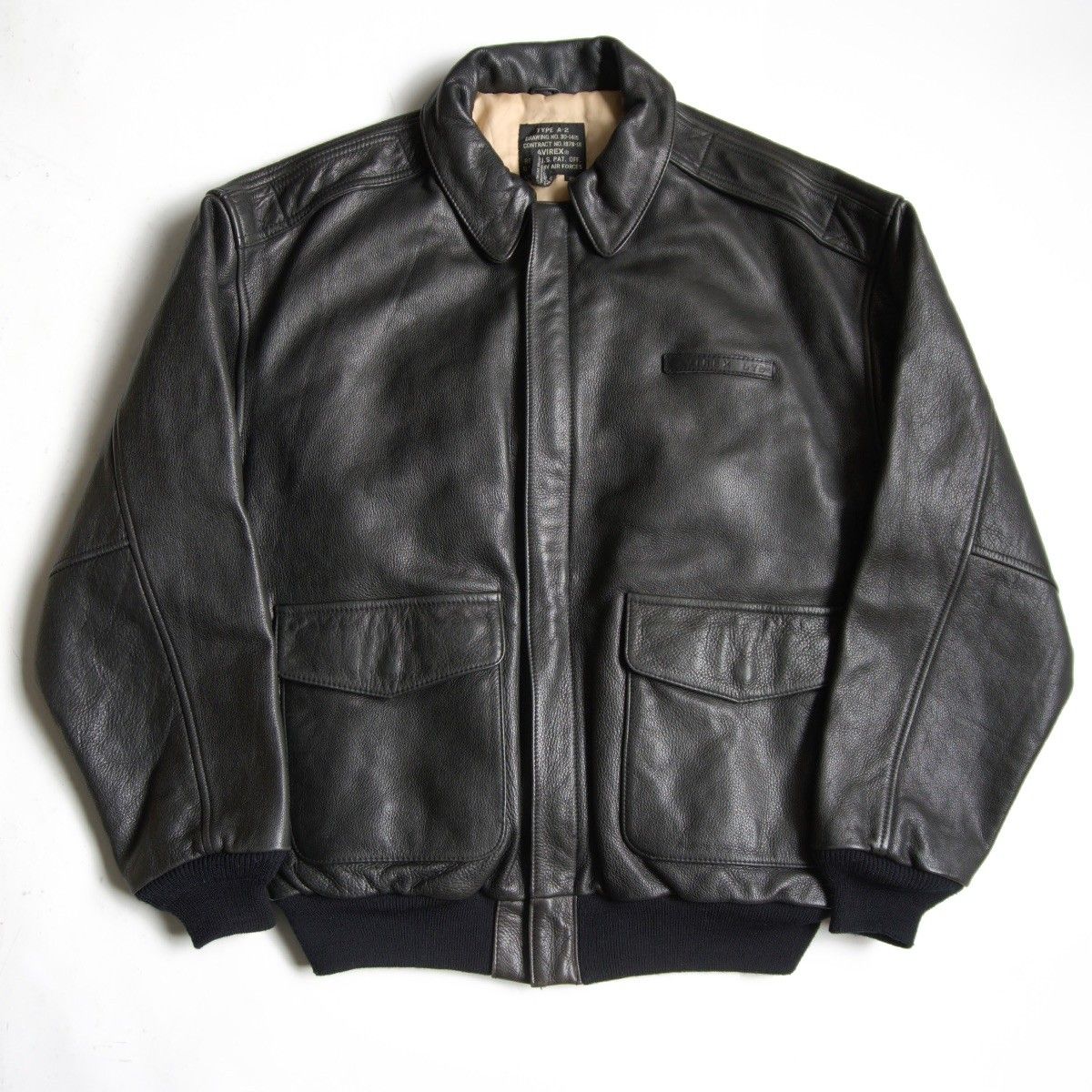 美品】AVIREX【A-2 フライトジャケット】 XL ブラック レザー