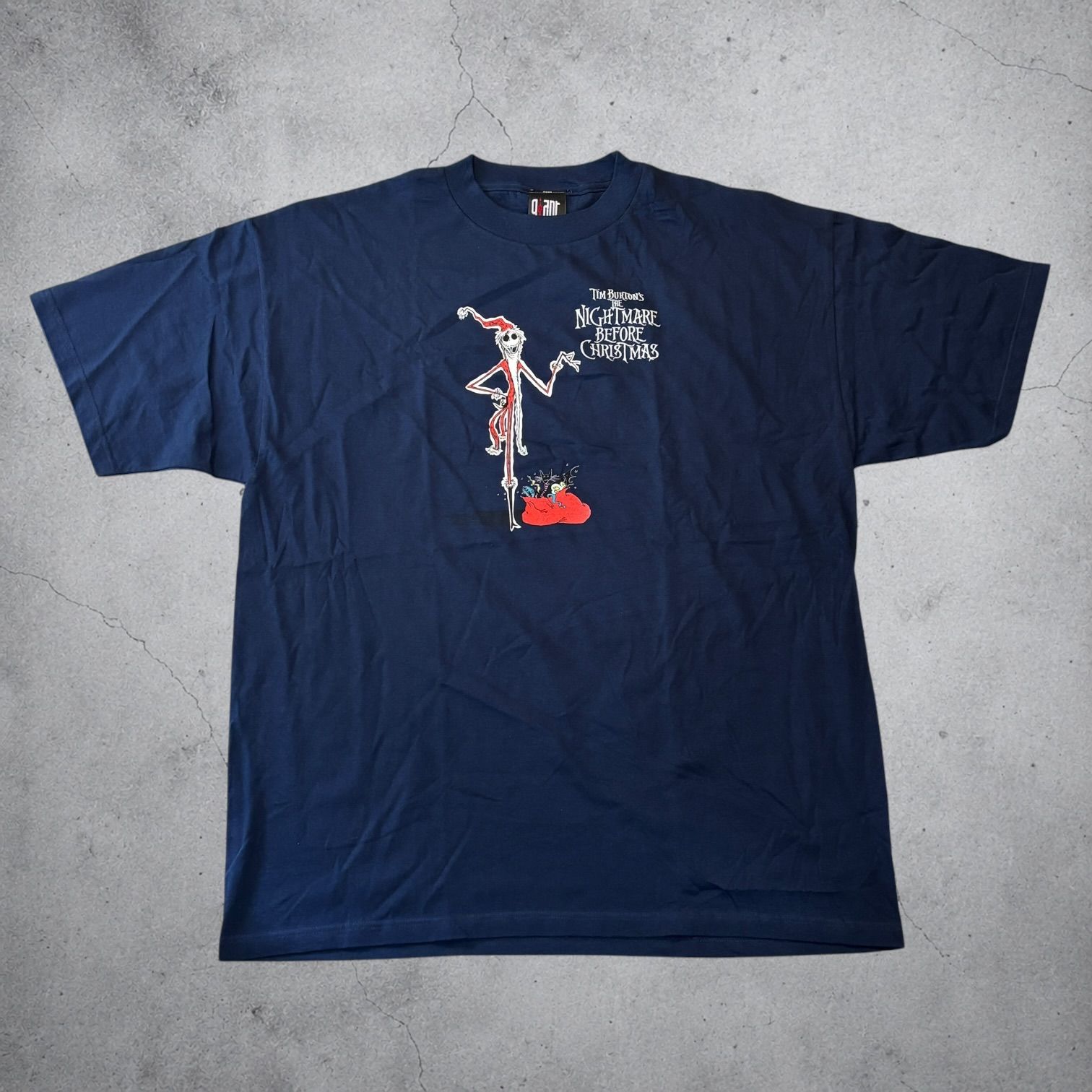 00s NIGHTMARE BEFORE CHRISTMAS S/S TEE ナイトメアビフォアクリスマス 半袖Tシャツ XL 紺 ネイビー Disney ディズニー 古着