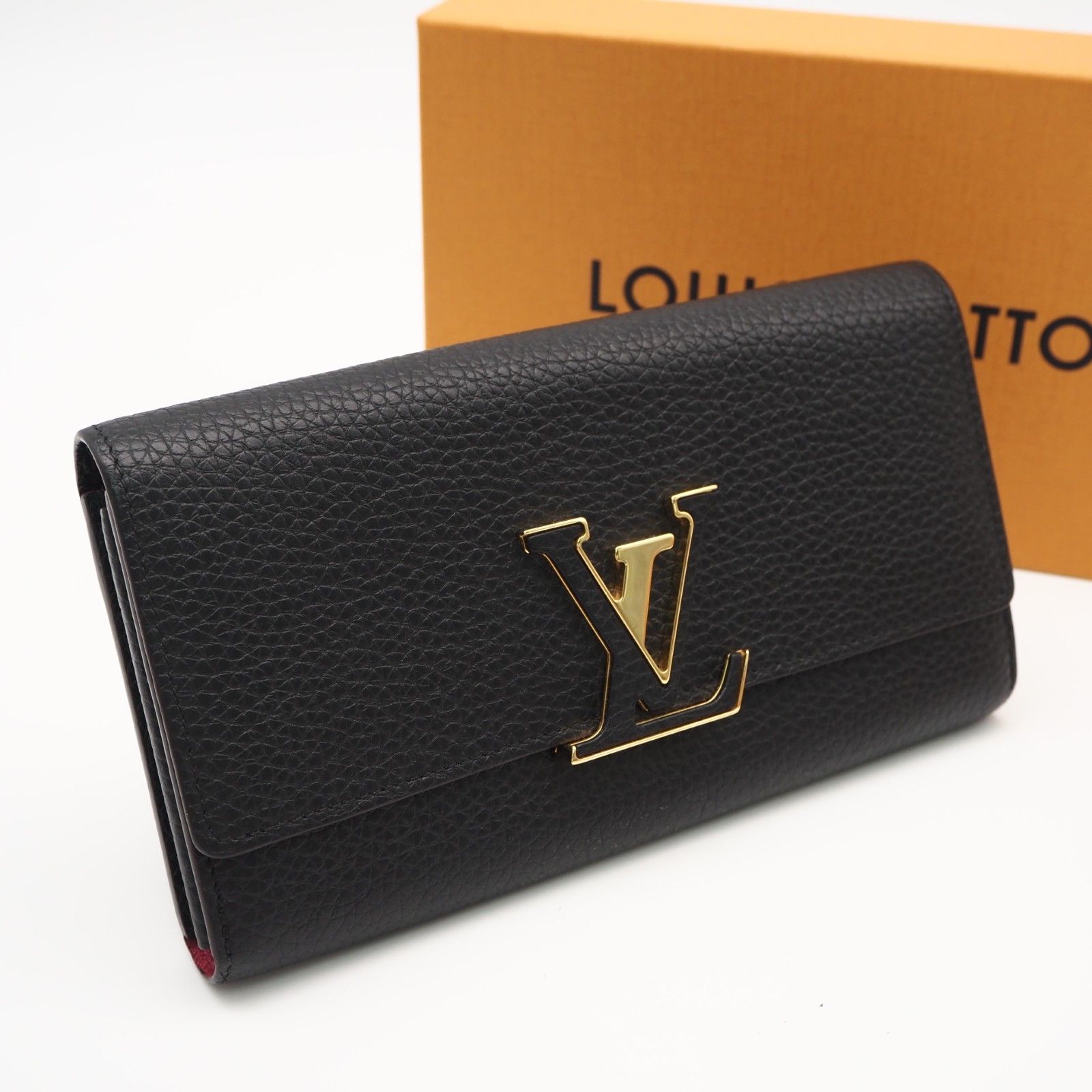 ★3日以内返品可★ 美品 LOUIS VUITTON ルイ・ヴィトン トリヨン ポルトフォイユ カプシーヌ ノワール M61248 長財布 ブラック ピンク トリヨンレザー レディース