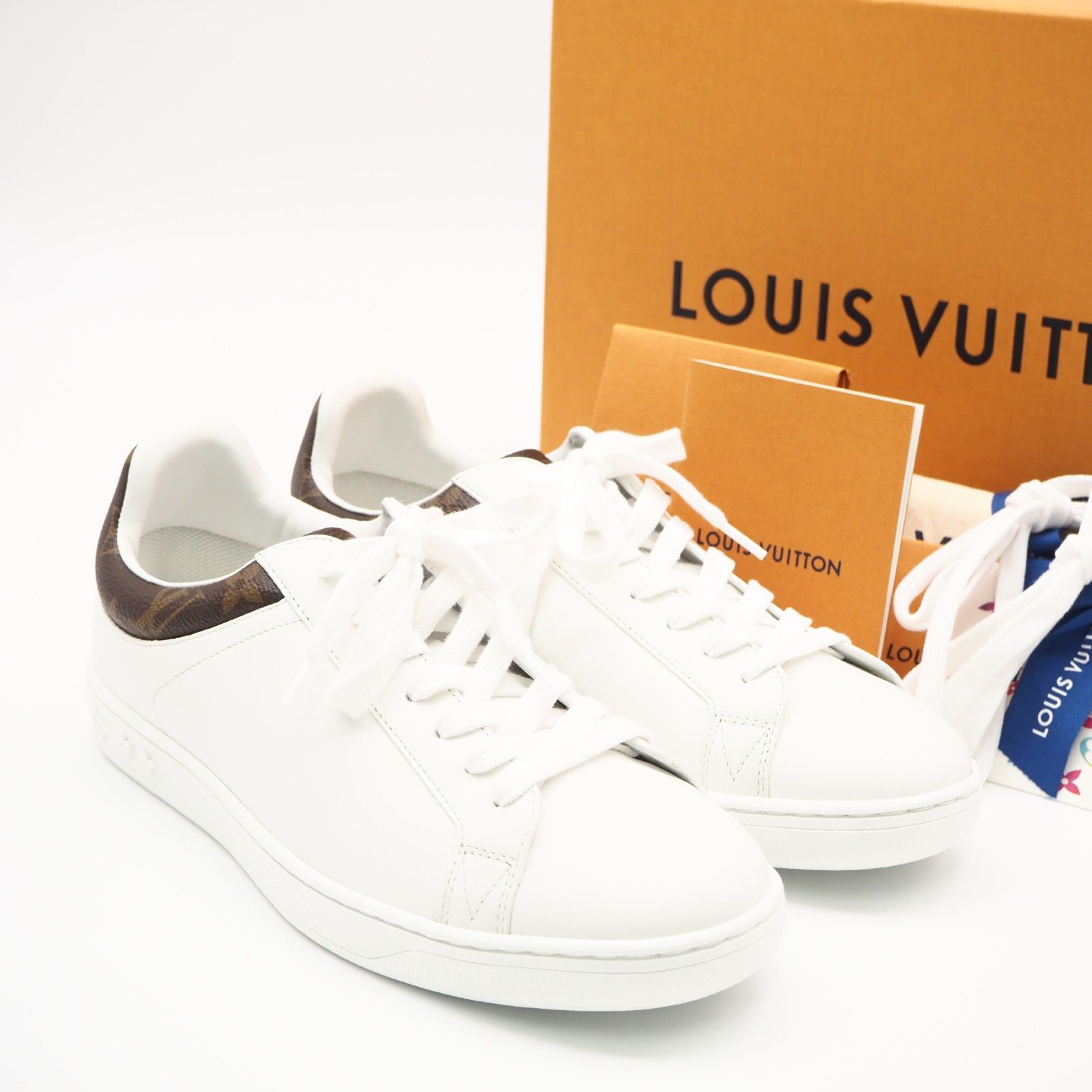 ★3日以内返品可★ 未使用 LOUIS VUITTON ルイ・ヴィトン モノグラム ルクセンブルグライン スニーカー 5 24.5 MS0148 スニーカー ホワイト ブラウン ベージュ コーティングキャンバス カーフレザー レディース