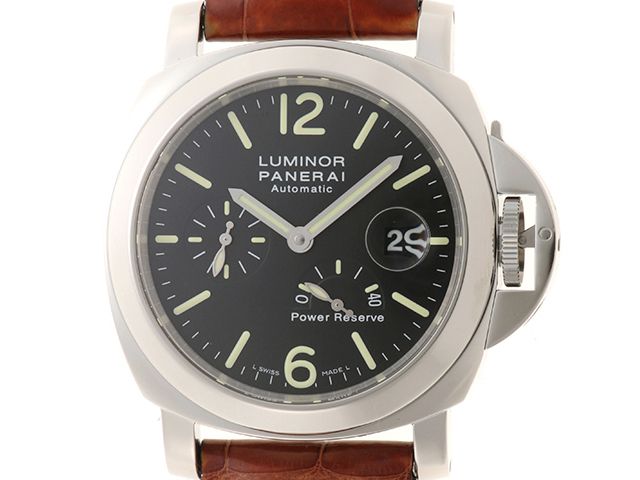 PANERAI パネライ ルミノール パワーリザーブ PAM00090 腕時計 ステンレススチール/鰐革 ブラック文字盤 自動巻き メンズ【中古】472