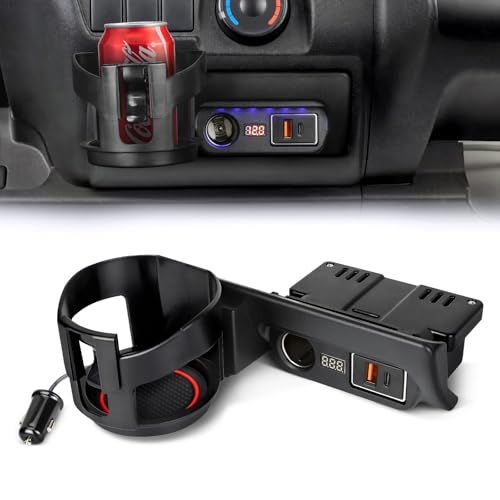 OPPLIGHT ハイエース パーツ内装 増設電源ユニット QC3.0 USB Type-C シガーソケット スマホ充電 急速に同時充電 ドリンクホルダー付 電圧計付 200系 ハイエース/レジアスエース 1?8型 対応 専用設計 ピッタリ 01ed1026