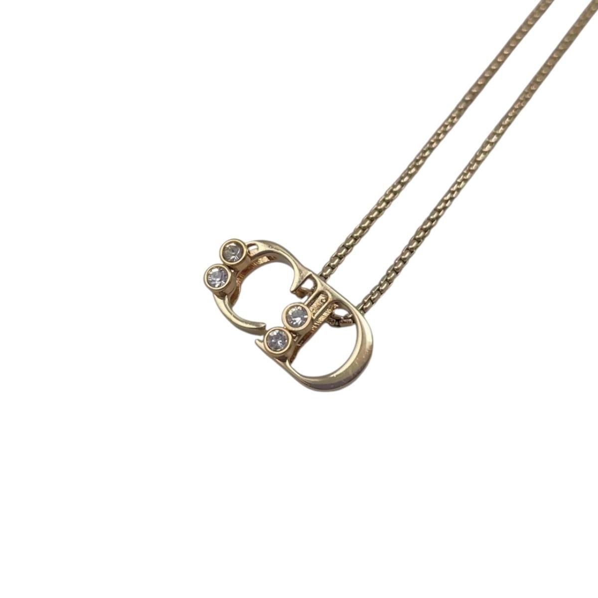 ☆クリスチャンディオール ネックレス CDロゴ ストーン ゴールド CHRISTIAN DIOR