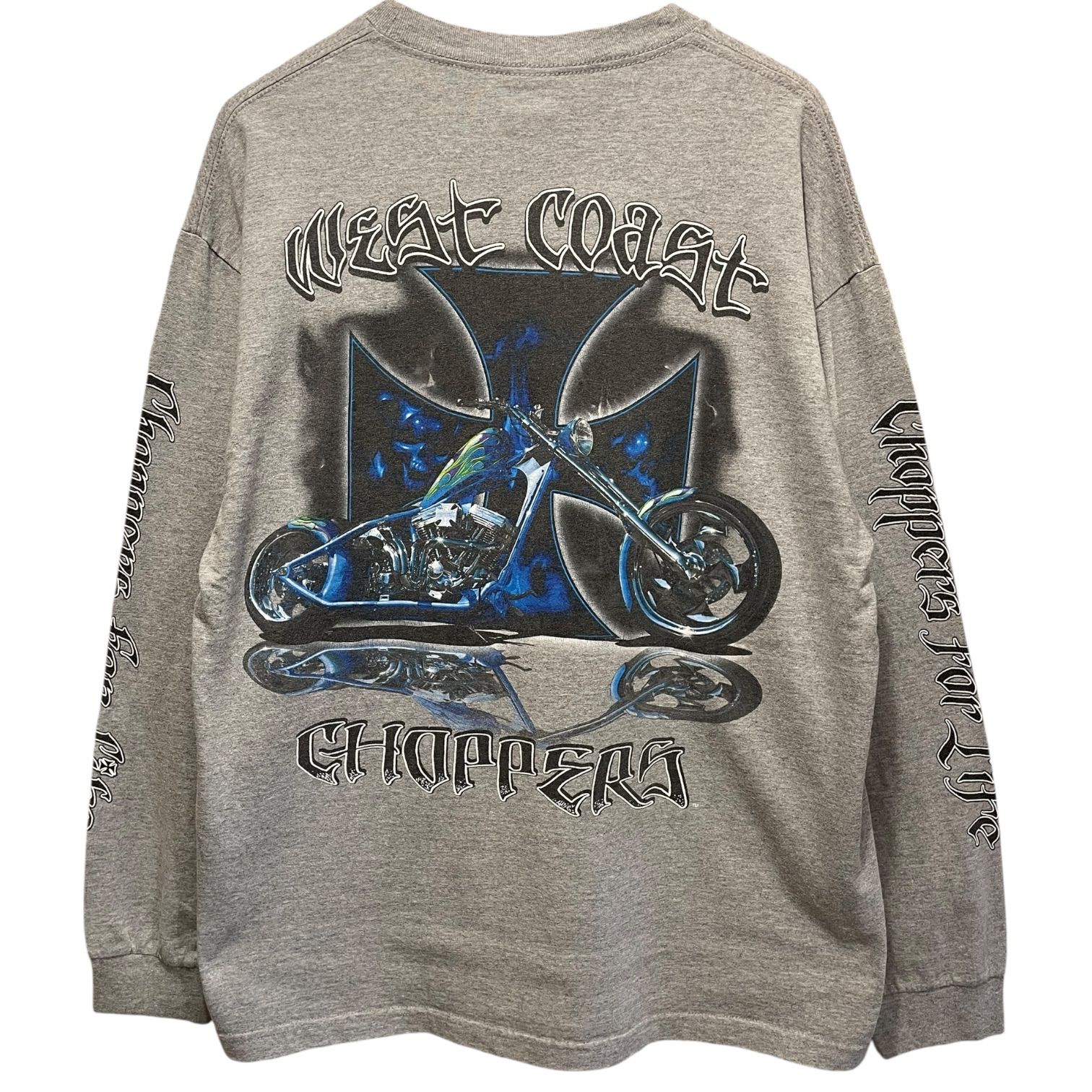 West Coast Choppers L/S Tee 灰 XL相当 ウエストコーストチョッパー 長袖 ロンT アイアンクロス