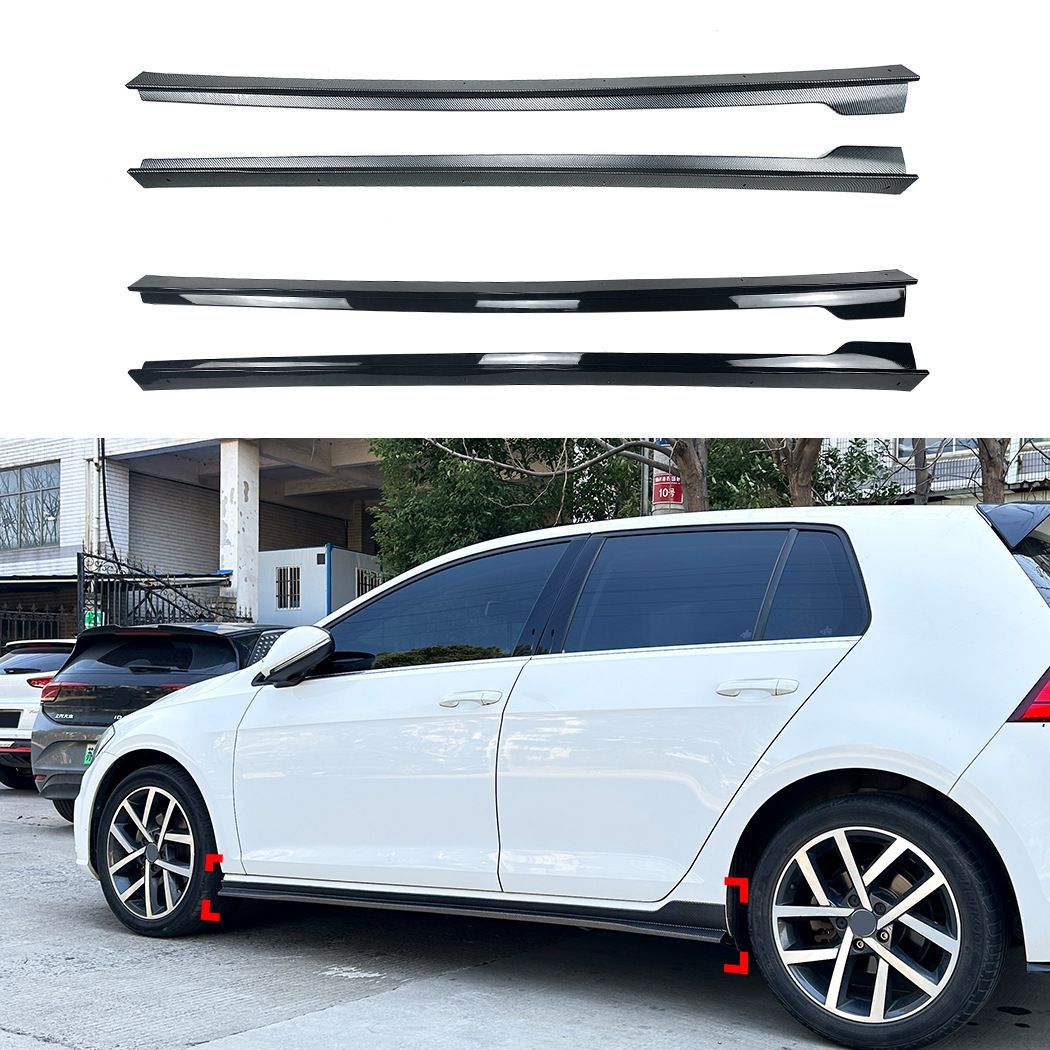 送料無料 フォルクスワーゲン Volkswagen ゴルフ7 Golf MK7 7.5 2013-2019 AT車用 サイドスカート ABS ピアノブラック カーボン調 サイドステップ 外装パーツ エアロガーニッシュ サイド印象アップ スポーティ ドレスアップ