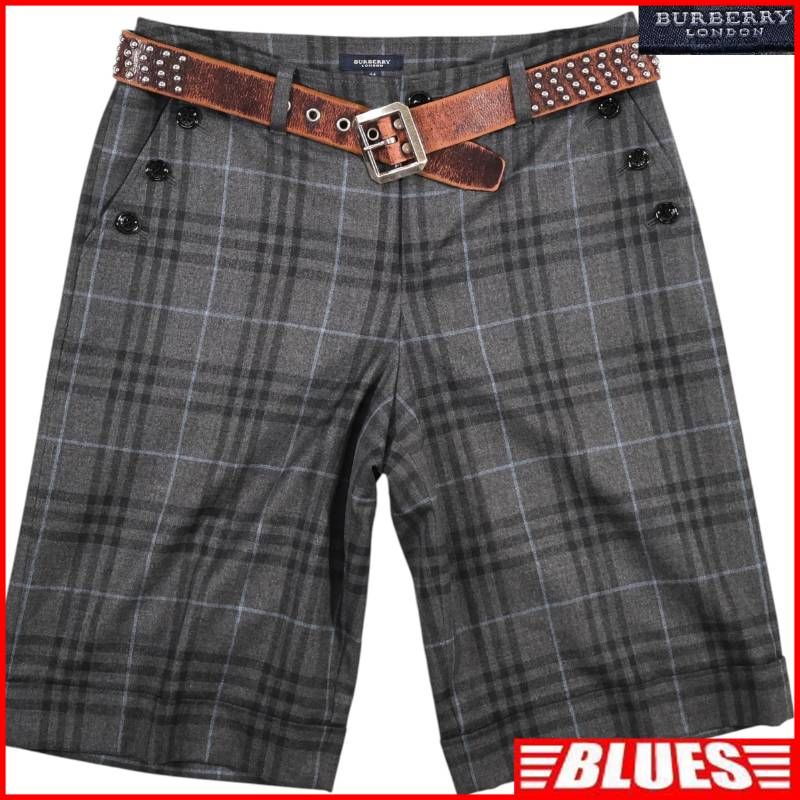 BURBERRY LONDON バーバリーロンドン チェックパンツ ハーフパンツ W32 ショートパンツ 44 グレー ウール メンズ バーバリー_ウエスト78cmから82cm一覧←SEULB屋着古← TY4559
