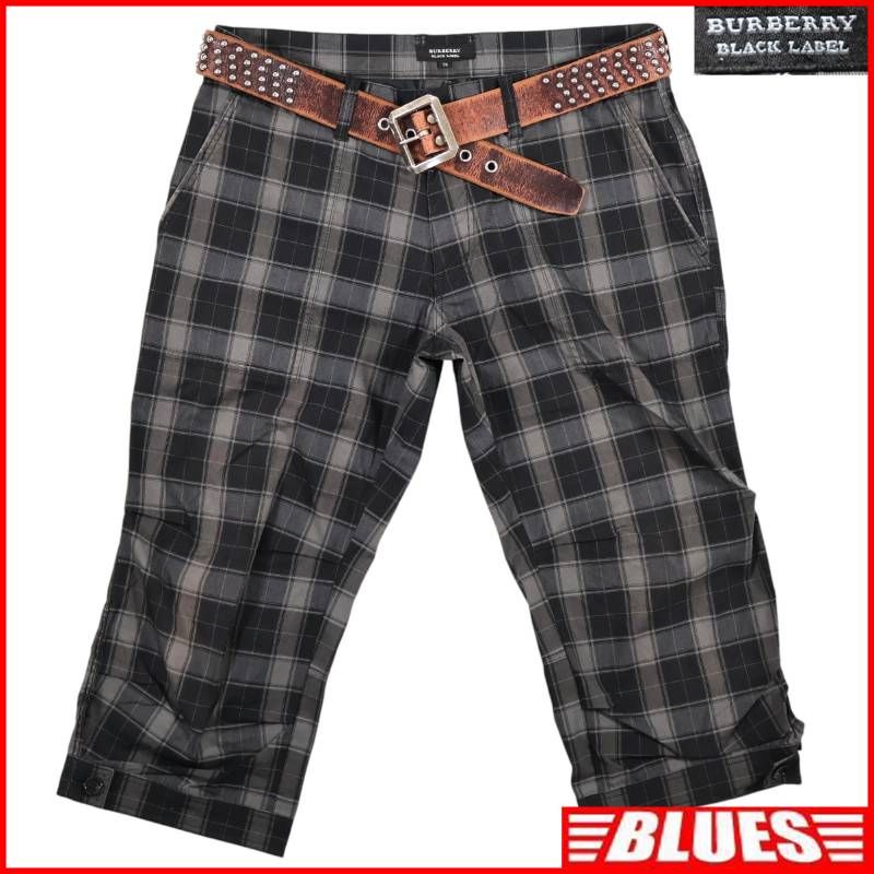 BURBERRY BLACK LABE 廃盤 バーバリーブラックレーベル ハーフパンツ W32 チェック クロップドパンツ 76 グレー メンズ バーバリー_ウエスト78cmから82cm一覧←SEULB屋着古← TY4556