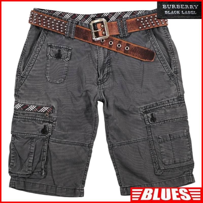 BURBERRY BLACK LABE 廃盤 バーバリーブラックレーベル ハーフパンツ W31 カーゴパンツ ショートパンツ 76 グレー ノバチェック メンズ バーバリー_ウエスト78cmから82cm一覧←SEULB屋着古← TY4553